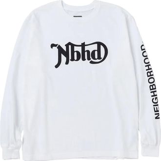 Neighborhood T-shirt a maniche lunghe con logo - Bianco