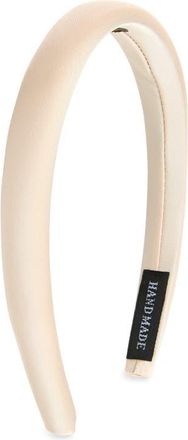 Tasha Skinny Padded Satin Headband in Champagne at Nordstrom