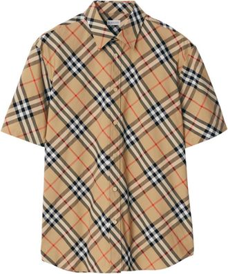 Burberry Beige Check Motif Cotton Shirt