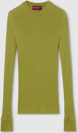 Gucci Rib Cashmere Silk Top, Green, Ready-to-wear