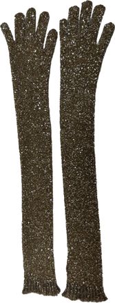 Brunello Cucinelli Brunello Cucinelli Pre-owned Womens Sequined Gloves in Gold Polyamide - One Size