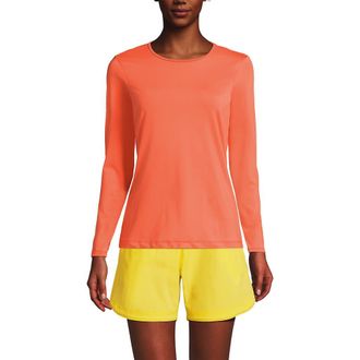 Lands End SunShade UPF 50 Long Sleeve Rash Guard Swim Tee in Papaya Orange at Nordstrom, Size Small P