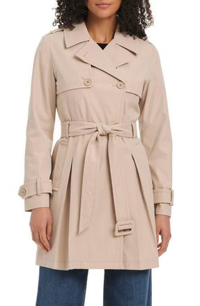 Kate Spade New York belted double breasted pleated trench coat in Fired Clay at Nordstrom, Size X-Large