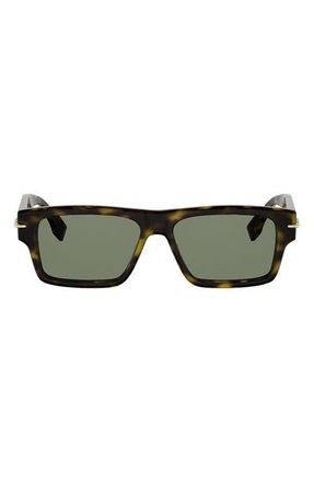 Fendi Selleria 54mm Rectangular Sunglasses in Dark Havana /Green at Nordstrom