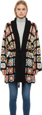 Alanui Multicolor Crochet Shawl Neck Cardigan