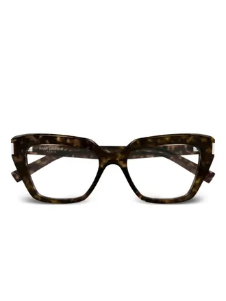 Saint Laurent Eyewear geometric-frame glasses - women - Acetate - 54 - Brown