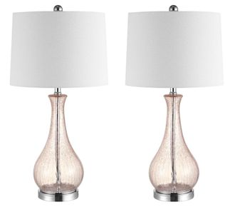 Safavieh Lampara de mesa de vidrio rosa