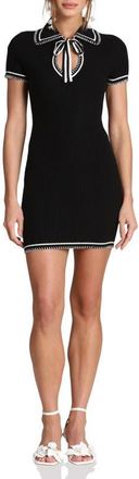Avec Les Filles Blanket Stich Rib Sweater Dress in Black And Cream at Nordstrom, Size X-Large