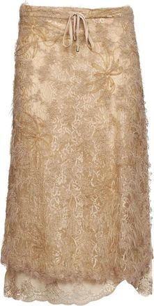 Ermanno Scervino Midi kanten rok - Dames - Midirokken - Beige - S - Polyester - Rokken