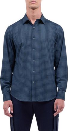 Bugatchi James OoohCotton Geo Button-Up Shirt in Peacock at Nordstrom, Size Xxx-Large