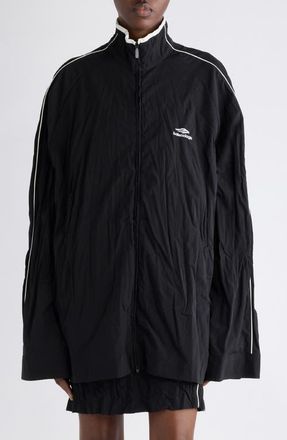 Balenciaga Oversize Track Jacket in 1000 Black at Nordstrom, Size X-Small
