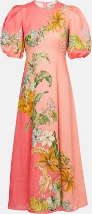 Alemais Alémais Abito lungo Anika in lino floreale