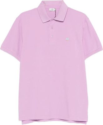 Etro Short Sleeve Cotton Polo - Heren - Polos - Roze - M - Katoen - Tops