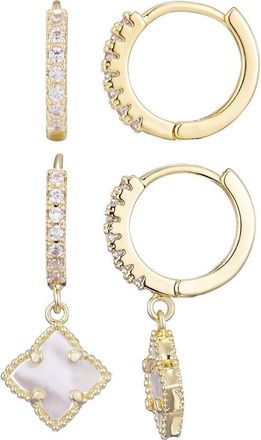 Adornia Set of 2 Hoop Earrings in Gold-White at Nordstrom Rack