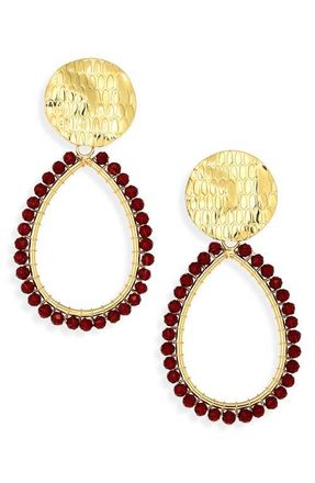 Panacea Beaded Teardrop Earrings in Burgundy at Nordstrom