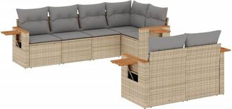 vidaXL Set De Sof&aacute;s De Jard&iacute;n 7 Piezas Con Cojines Rat&aacute;n Pe Gris Vidaxl