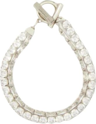 Ferragamo Bracciale a doppia catena con cristalli - - Accessories - Donna - Bianco - ONE SIZE