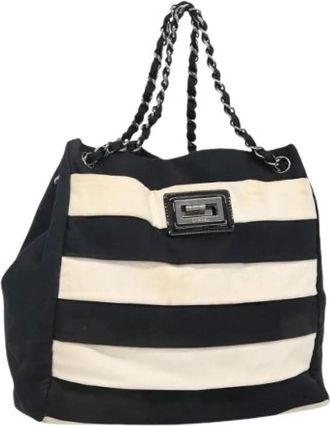 Chanel Pre-owned Shoulder Bags, female, Blue, Size: ONE SIZE Pre-owned Vintage Canvas Tote Bag
