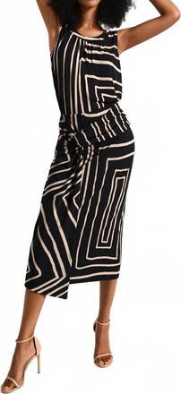 Joseph Ribkoff Silky Knit Geometric Print Midi Pencil Skirt In Black/beige