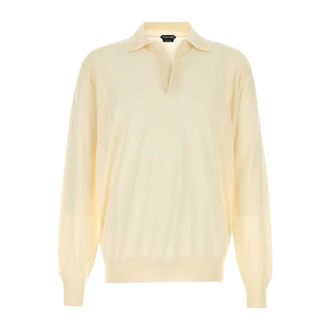 Tom Ford Polo Shirts, male, White, Size: L Cashmere Polo Shirt