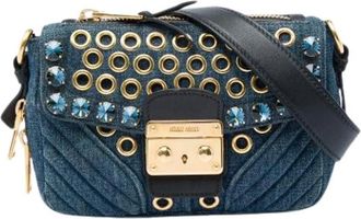Miu Miu Pre-owned Biker Crossbody - Dames - Vintage Schoudertas - Blauw - ONE Size - Leer - Vintage