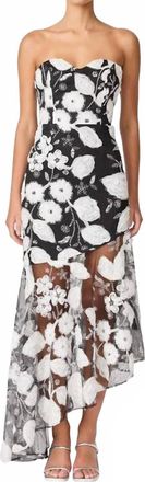 Elliatt Carol Strapless Gown In Black/white