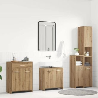 vidaXL Vidaxl - Juego De Muebles Ba&ntilde;o 4 Piezas Madera Ingenier&iacute;a Roble Artisan