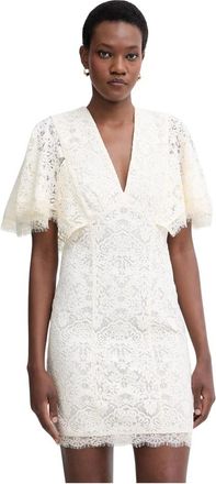 Twinset Kort kanten jurkje - Dames - Feestkleedjes - Beige - S - Katoen - Kleedjes