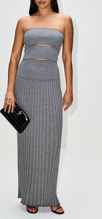 CHRISTOPHER ESBER Slashed Sunray Strapless Dress In Charcoal