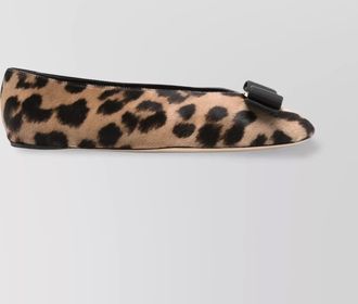 Ferragamo animal print bow detail round toe flats