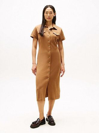 Tommy Hilfiger Gold-Tone Button Midi Shirt Dress