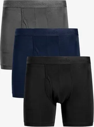 Commando Essential Modal Relaxed Boxer Brief with Fly 3-Pack in Black/dark Navy/titanium at Nordstrom, Size Xx-Large