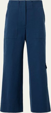 Akris Cliff Seersucker Straight-Leg Crop Cargo Pants