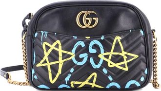 Gucci GG Marmont GucciGhost Matelass&eacute; medium leren schoudertas - Zwart