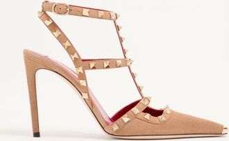 Valentino Garavani D&eacute;collet&eacute; Rockstud In Camoscio 100mm Donna CAMMELLO 35.5