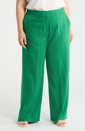 Tahari by ASL Wide Leg Pants in Parakeet Green at Nordstrom, Size 18W