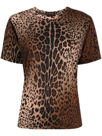 Cynthia Rowley leopard-print cotton T-shirt - women - Cotton - M - Brown