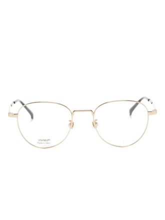 Dunhill oval-frame glasses - unisex - Titanium - 51 - Gold