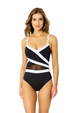 Anne Cole Womens Gabor Mesh Mesh Insert One Piece Swimsuit at Nordstrom, Size 10
