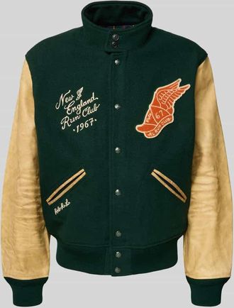 Polo Ralph Lauren College-Jacke aus Woll-Mix mit Stitchings Modell BROKEN in Gruen, Größe XXL
