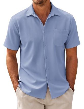 COOFANDY Chemise D'été Décontractée à Manches Courtes Pour Homme, Coupe Droite, Vacances, Plage, Sans Repassage