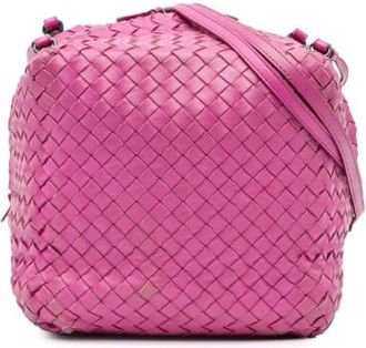 Bottega Veneta Pre-owned Woven Nappa Bucket Bag - Dames - Vintage Tas - Roze - ONE Size - Leer - Vintage