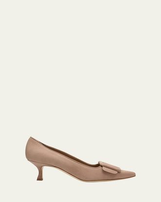 Manolo Blahnik Maysale Suede Buckle Pumps