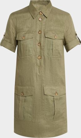 Veronica Beard Lucca Short-Sleeve Linen Shirtdress