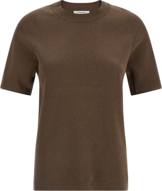 Entire studios Gemerceriseerd T-shirt met ronde hals - Dames - T-shirts - Bruin - M - Katoen - Tops