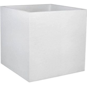 Eda Pot De Fleur Carr&eacute; graphit 50cm Blanc C&eacute;rus&eacute; - Eda
