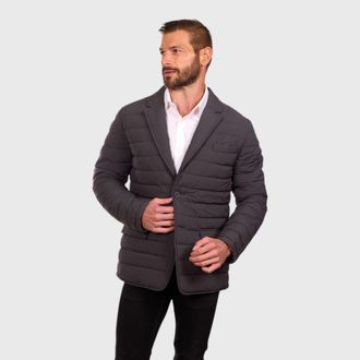 Perry Ellis Tech Stretch Quilted Blazer Jacket in Charcoal at Nordstrom, Size Xx-Large
