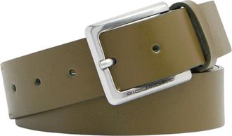 Piquadro Cintur&oacute;n de Piel con Hebilla de Leng&uuml;eta - Accessories - Hombre - Verde - ONE SIZE