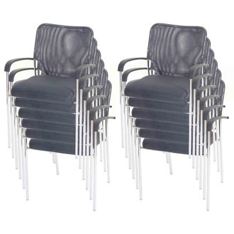 Hhg Lote De 12 Sillas De Visita Tulsa, Silla De Conferencia Apilable, Tela/textil, Asiento Gris, Respaldo Gris