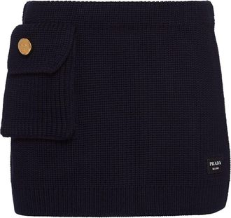 Prada ribbed-knit wool miniskirt - women - Wool - 42 - Blue